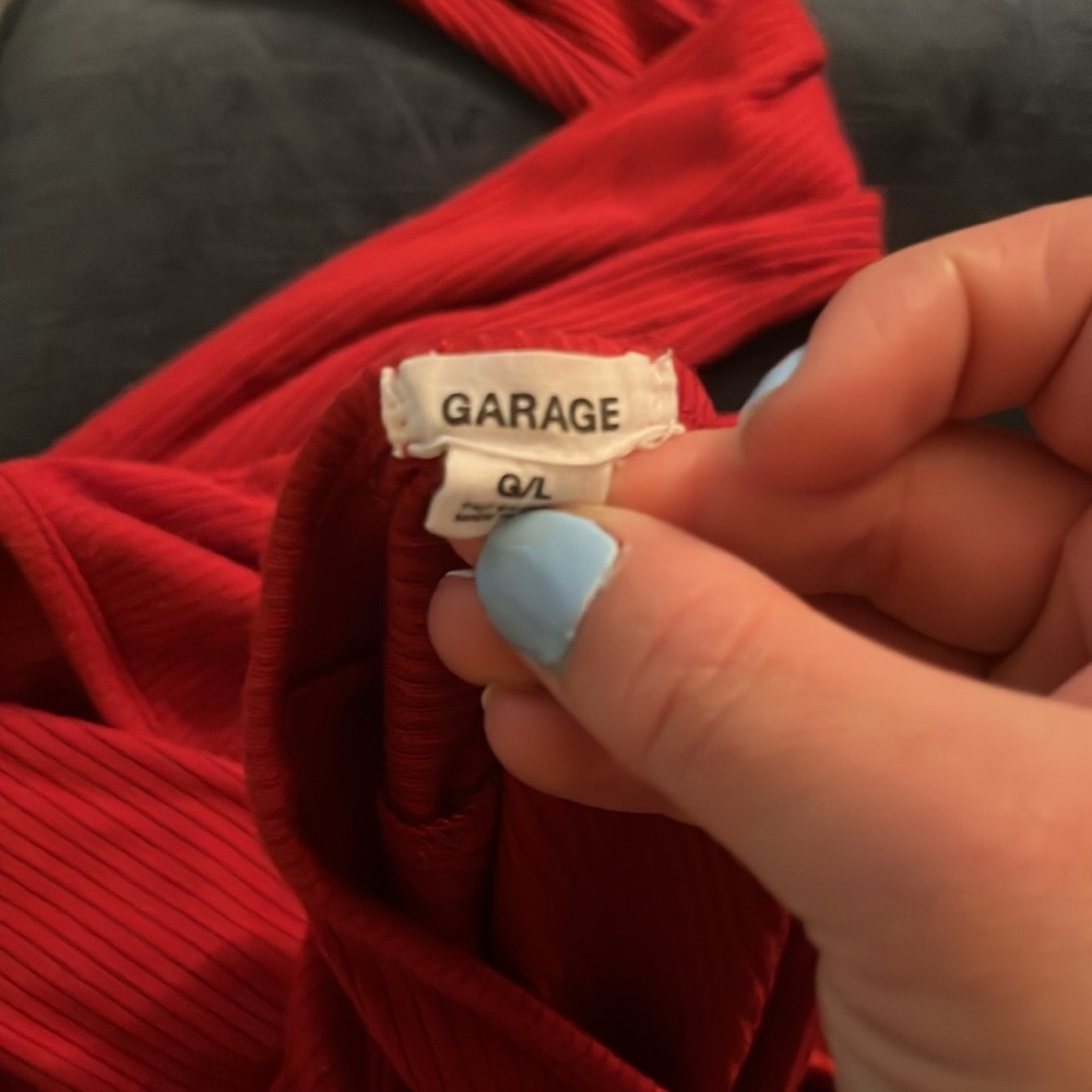 Garage Red One-Shoulder Ribbed Top - Picture 2 of 2